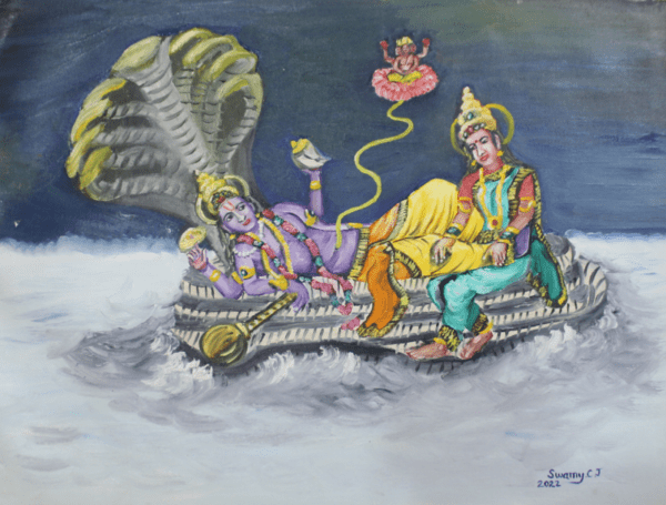 Gods & Goddesses - Lord Vishnu with Goddesses Lakshmi Devi